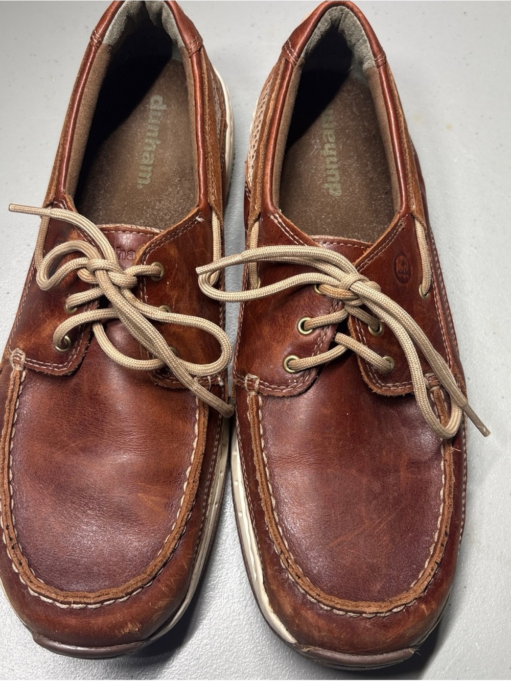 Dunham Captain Men's Size 10.5 Boat Shoes Brown Leather Non-slip Comfort
